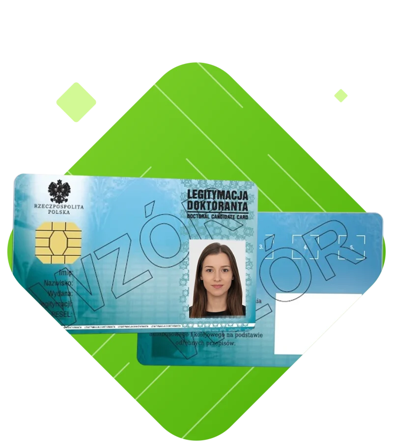 Wzór elektronicznej legitymacji doktoranta ELD – awers i rewers.