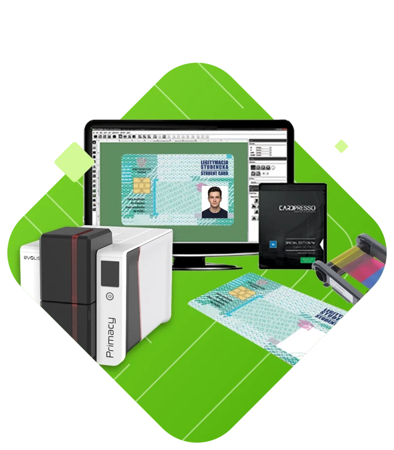 Zestaw do personalizacji Elektronicznych Legitymacji Studenckich ELS z drukarką Evolis i oprogramowaniem